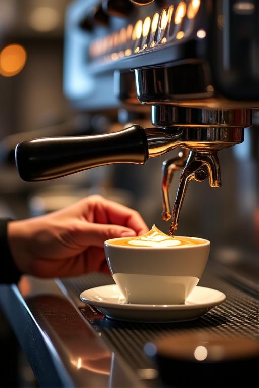 Ein Barista bereitet sorgfältig einen Kaffee zu